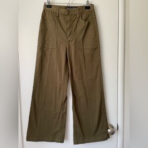 Veronica Beard Olive Green High Rise Wide-Leg Crosbie Pants, size 25, NWOT